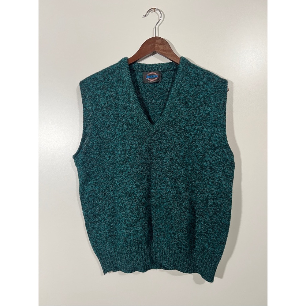 Vintage Sweater Vest from Jantzen 1980s Size Large Teal Blue Wool